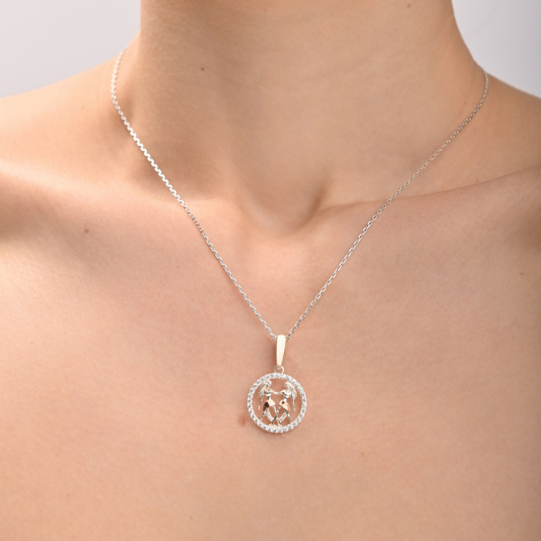 Подвес знак зодиака "Близнецы" из серебра с пластинами золота (1050п)