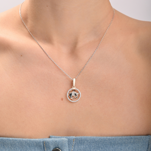 Подвес знак зодиака "Телец" из серебра с пластинами золота (1051п)