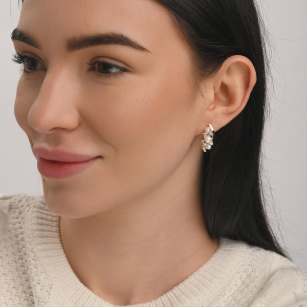 Серебряные серьги с жемчугом (105с)