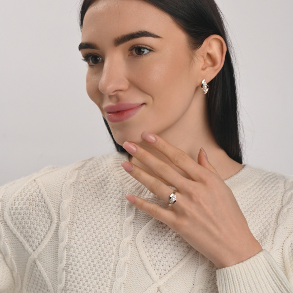 Серьги серебряные с жемчугом (106с)