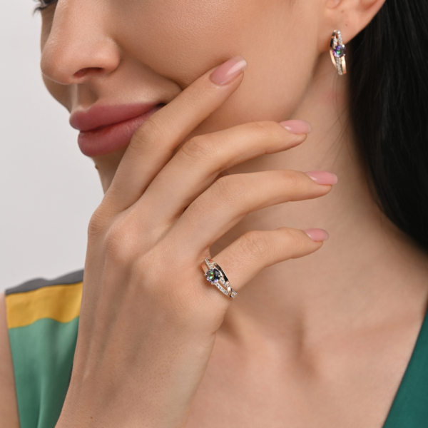 Серебряный набор с золотыми вставками (108)