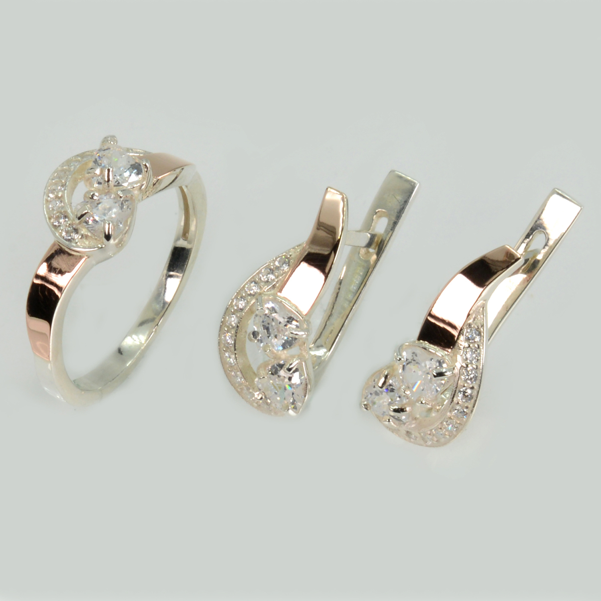 Комплект украшений из серебра с золотом (112)