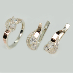 Комплект украшений из серебра с золотом