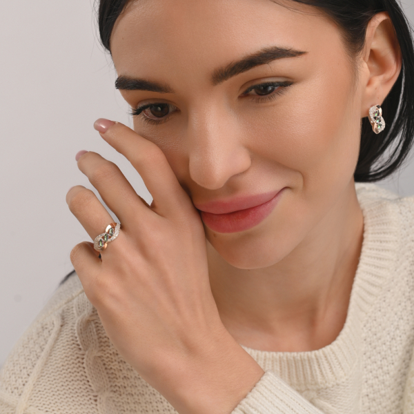 Серебряное кольцо с золотыми пластинами (120к)