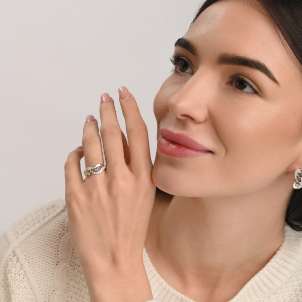 Серебряное кольцо с золотыми пластинами (120к)