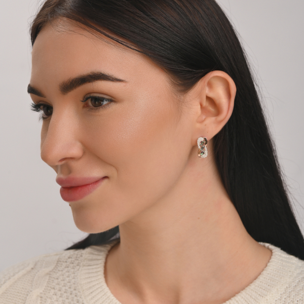 Серебряные серьги с золотыми пластинами (120с)