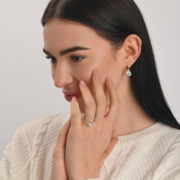 Серебряный набор с золотыми вставками (124)