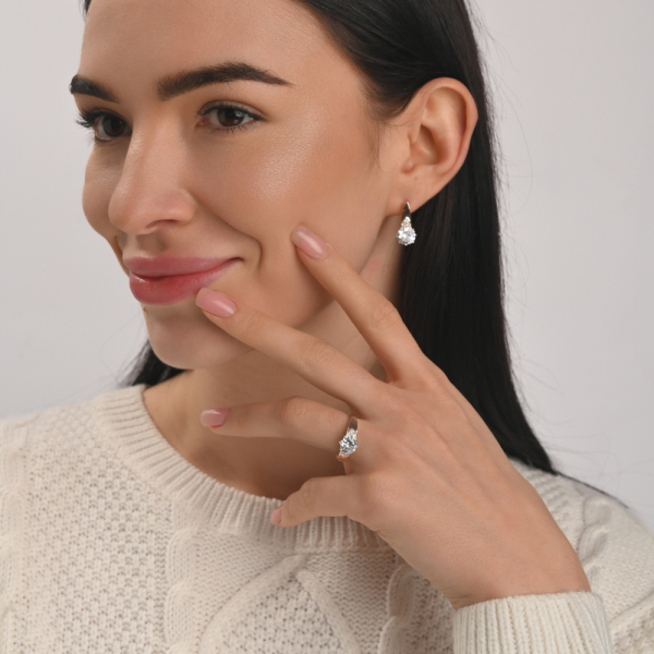 Серебряный набор с золотыми вставками (124)