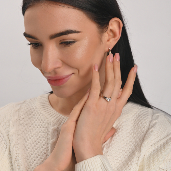 Серебряный набор с золотыми вставками (124)