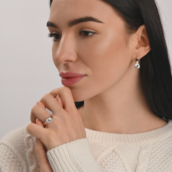 Серебряный набор с золотыми вставками (124)