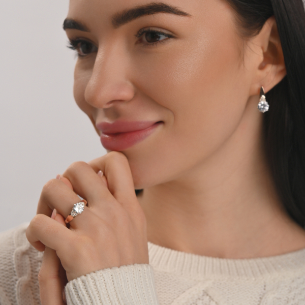 Серебряный набор с золотыми вставками (124)