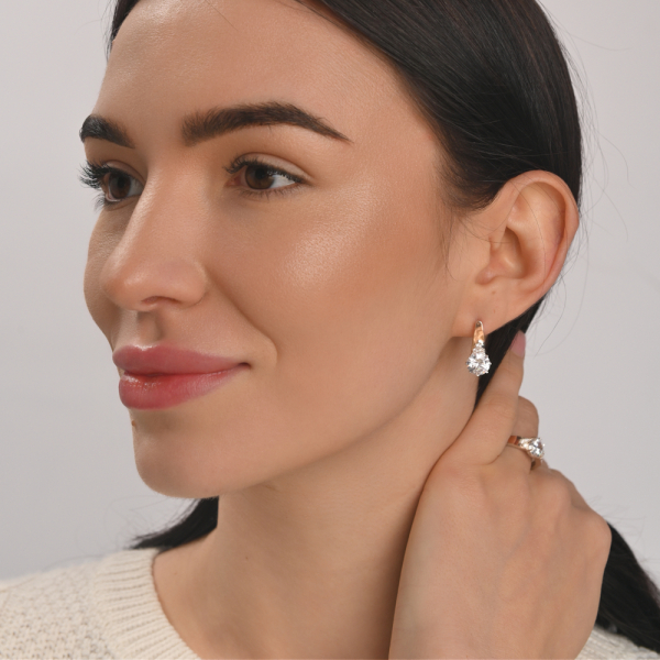 Серебряные серьги с золотыми вставками (124с)