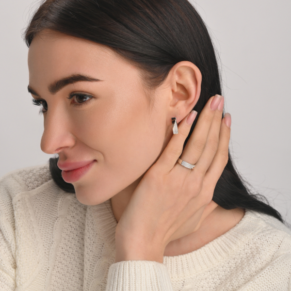 Серьги из серебра с золотыми вставками (129с)