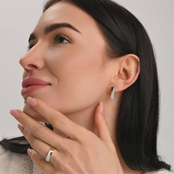 Серьги из серебра с золотыми вставками (129с)