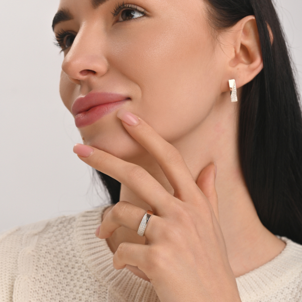 Серьги из серебра с золотыми вставками (129с)