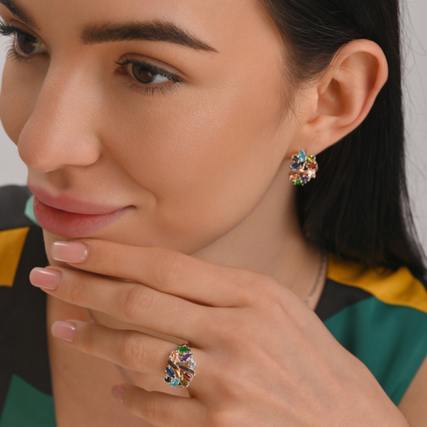 Серебряное кольцо с золотыми вставками (133к)