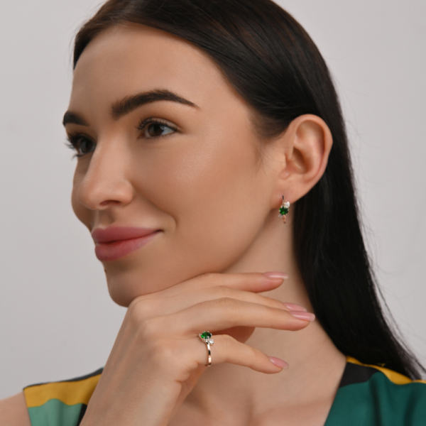 Серебряный комплект с золотыми вставками (134)