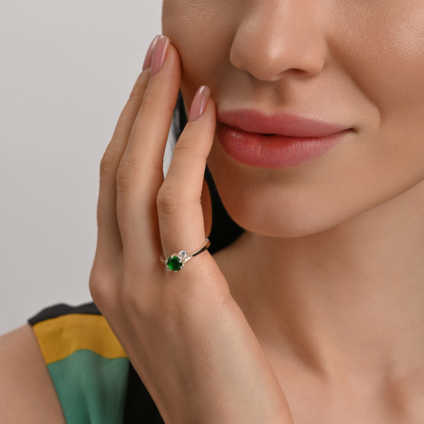 Серебряный комплект с золотыми вставками (134)