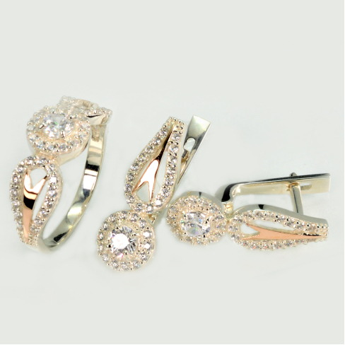 Серебряный набор с золотыми пластинами 135