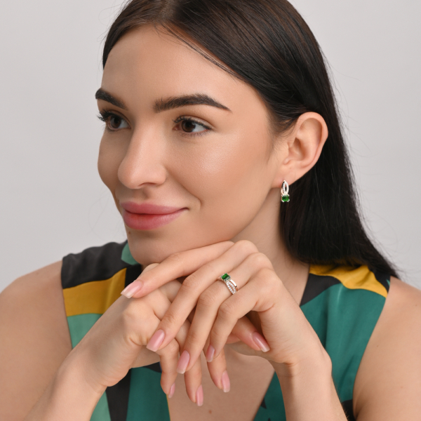 Серебряный набор с золотыми вставками (136)