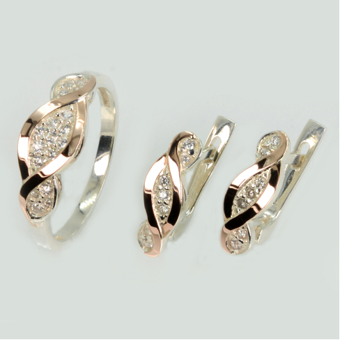 Срібний набір з золотими пластинами