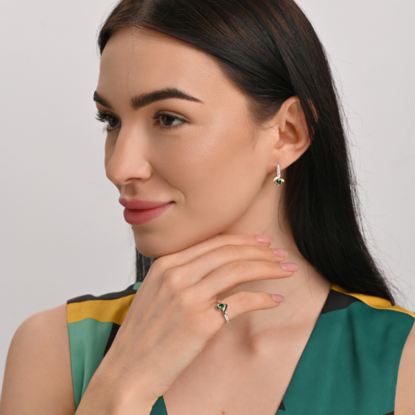 Серебряный набор с золотыми вставками (142)