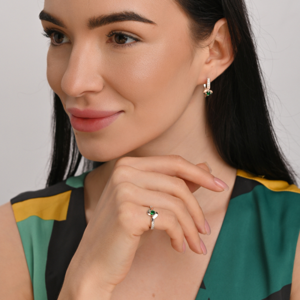 Серебряный набор с золотыми вставками (142)