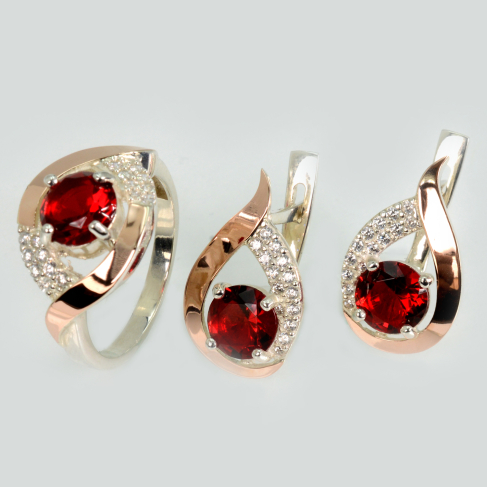 Серебряный гарнитур с золотыми накладками