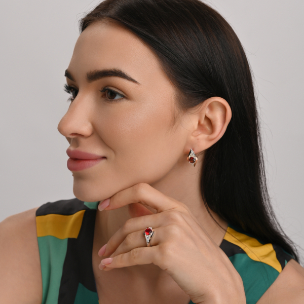 Серебряные серьги с золотыми вставками (145с)