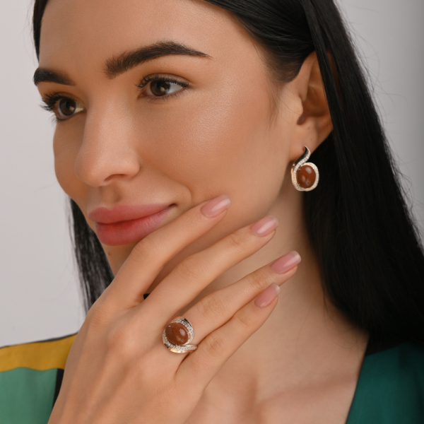 Серебряный гарнитур с золотыми пластинами (148)