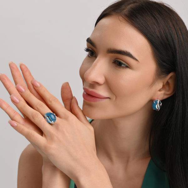 Серебряный комплект с золотыми накладками (150)