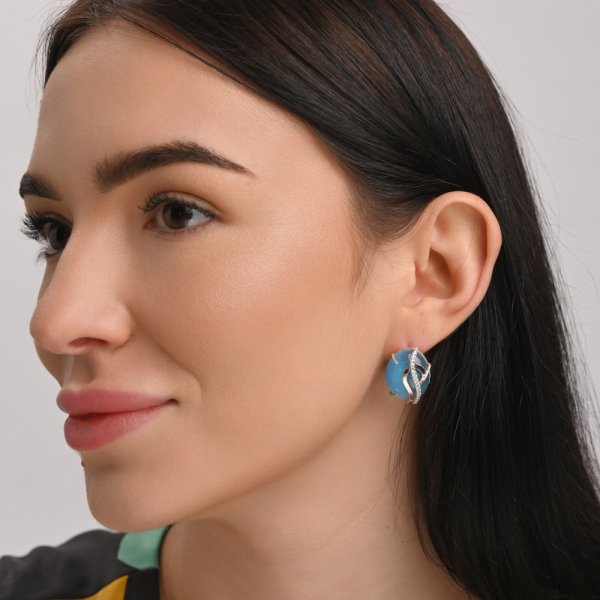 Серебряные серьги с золотыми накладками (150с)