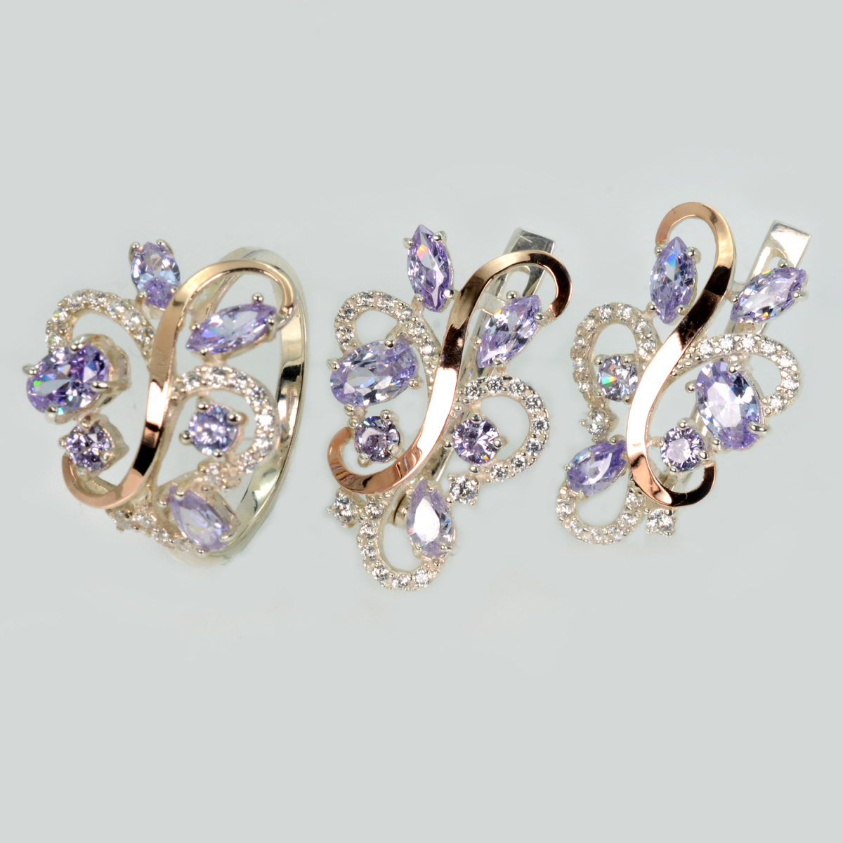 Срібний набір з золотими пластинами (151)