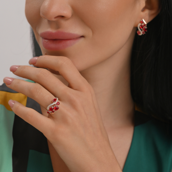 Серебряный набор с золотыми пластинами (152)