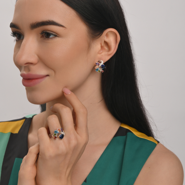 Серебряный набор с золотыми пластинами (153)