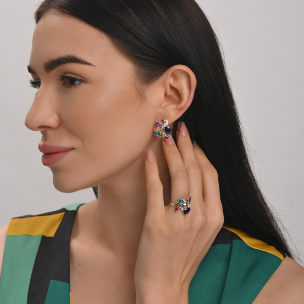 Серебряное кольцо с золотыми вставками (153к)