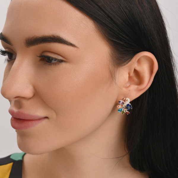 Серебряные серьги с золотыми накладками (153с)