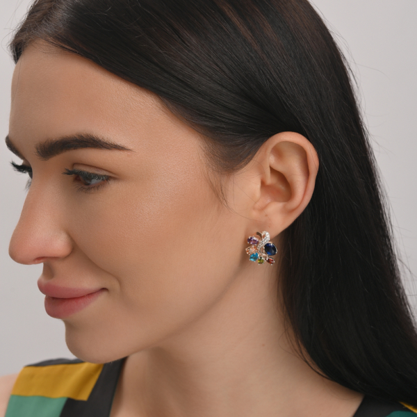 Серебряные серьги с золотыми накладками (153с)