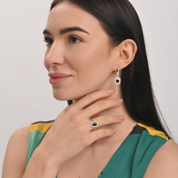 Серебряные серьги с золотыми вставками (154с)