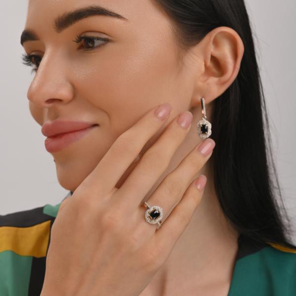 Серебряные серьги с золотыми вставками (154с)