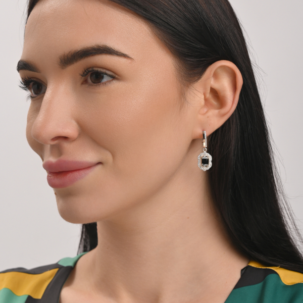 Серебряные серьги с золотыми вставками (154с)