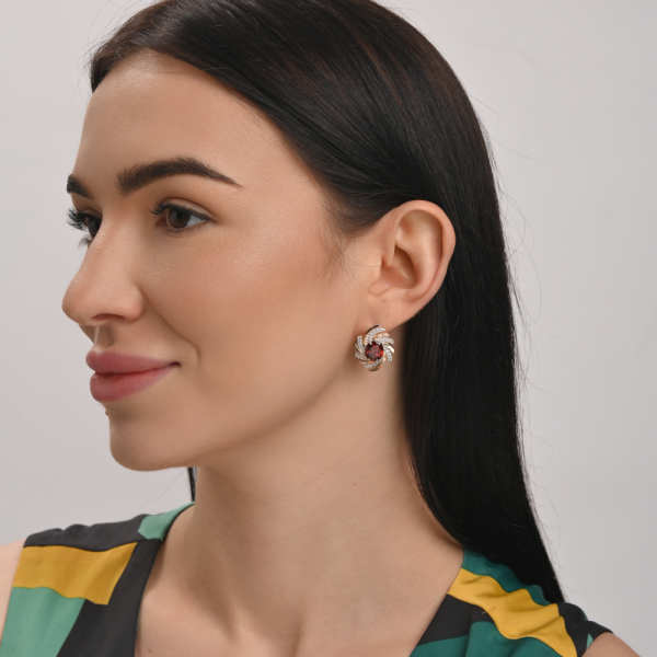 Серебряные серьги с золотыми вставками (156с)