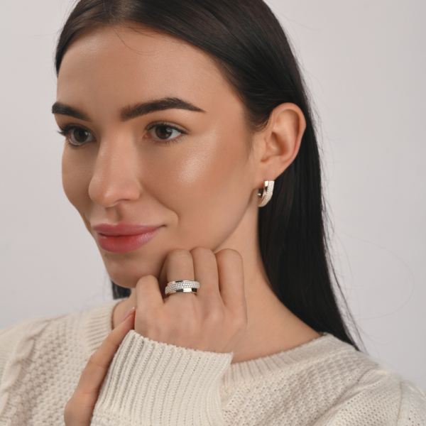 Серебряные серьги с золотыми вставками (157с)