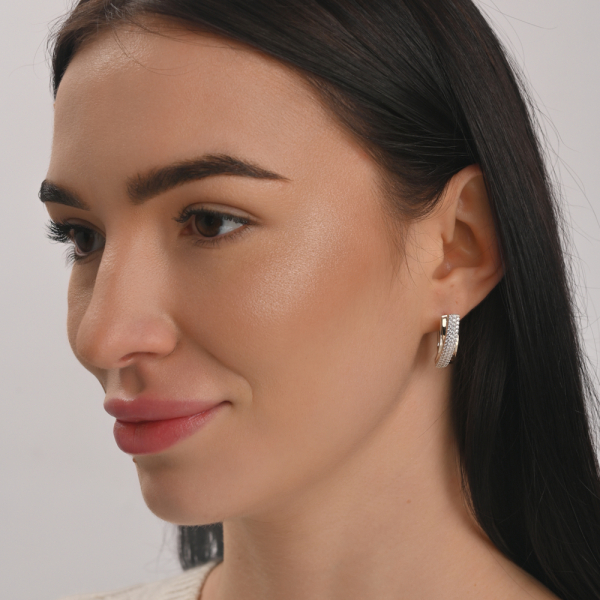 Серебряные серьги с золотыми вставками (157с)