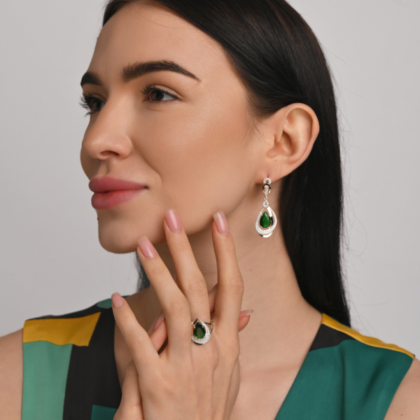 Серебряные серьги с золотыми вставками (158с)