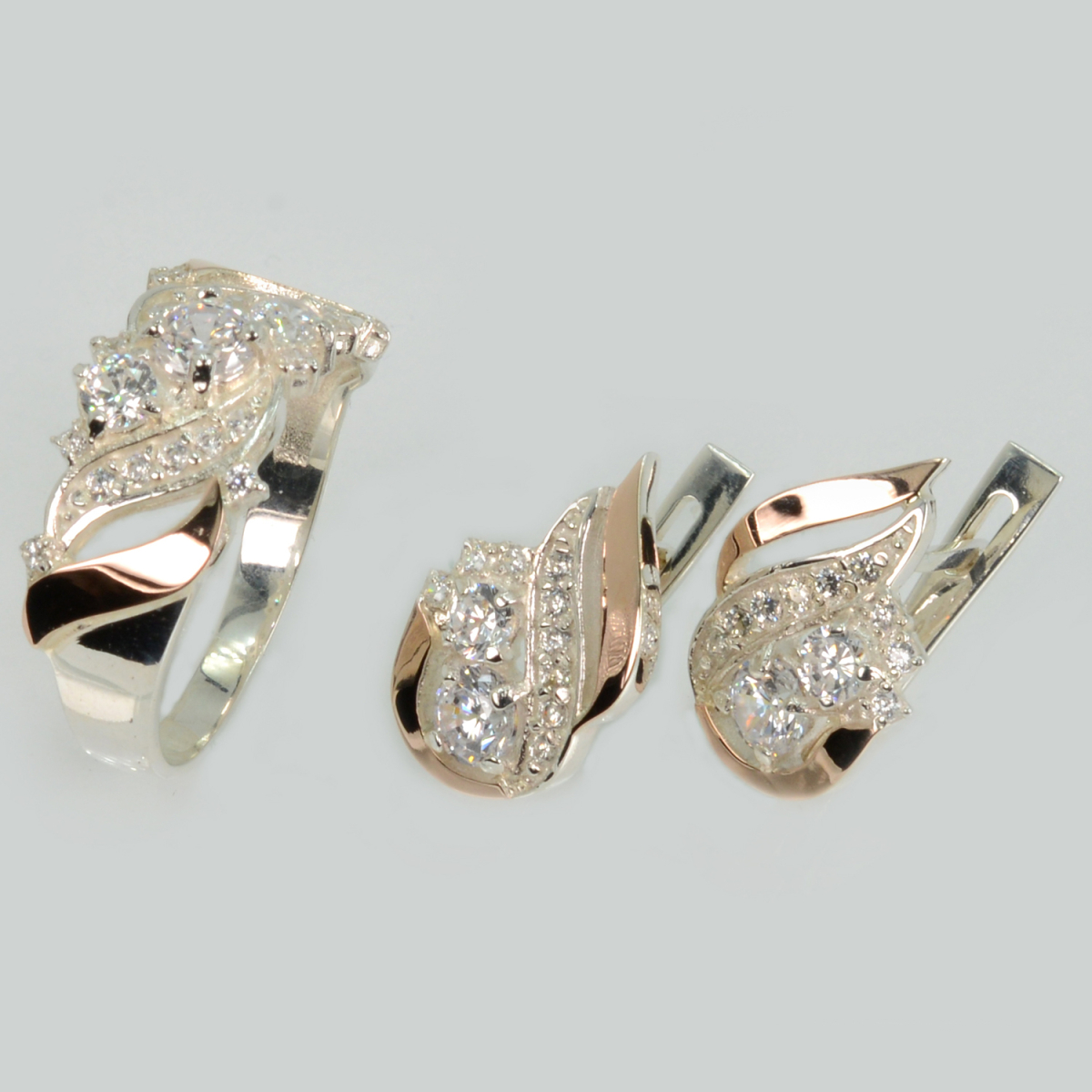 Серебряный набор с золотыми пластинами (159)