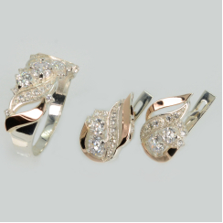 Серебряный набор с золотыми пластинами