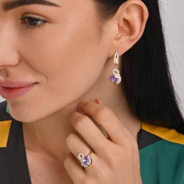 Серебряные серьги с золотыми вставками (160с)