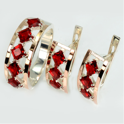 Серебряный набор с золотыми пластинами