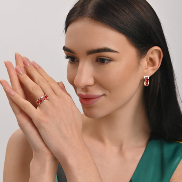 Серебряный набор с золотыми пластинами (162)